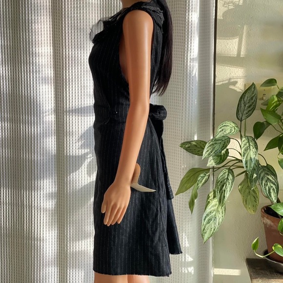 Vintage Y2K NWT Krista Larson Dress Gray Wool Blend Pinstripe Handmade One Size‎ - Picture 5 of 8